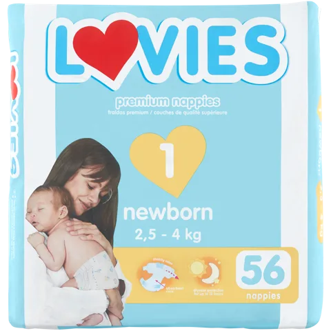 DIAPERS NEWBORN LOVIES 56S