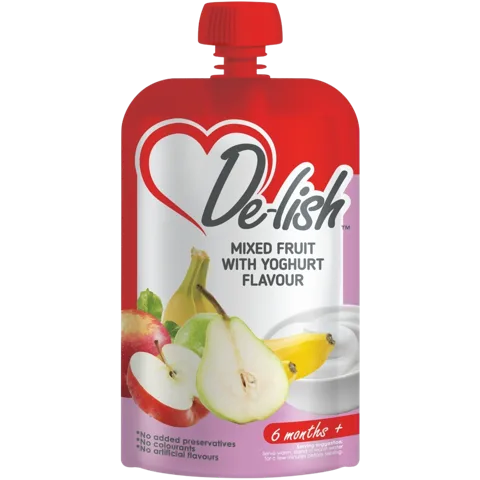 BABY YOGHRT DELISH 110ML POUCH, MIX FRT