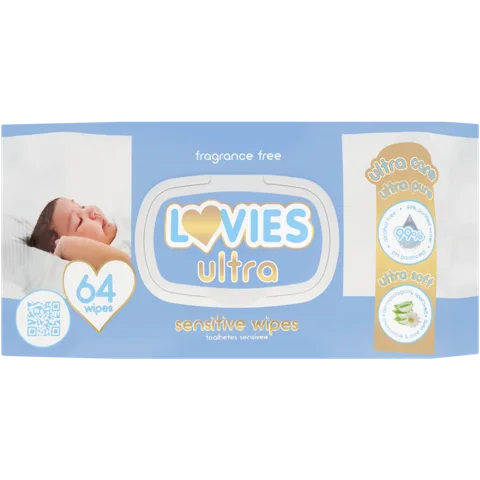 BABY WIPES 99% WATER LOVIES ULTRA 64S